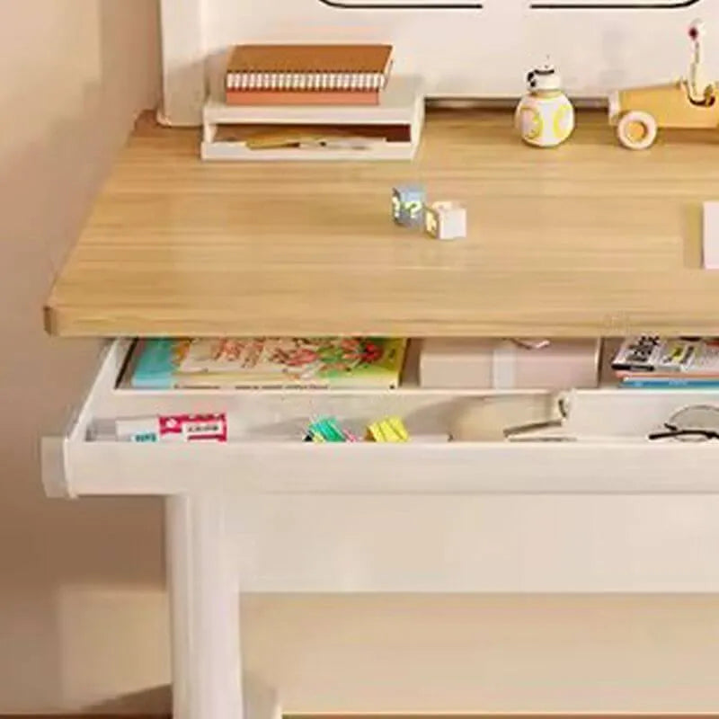 Kids Writing Desk with Adjustable Height, Wood Top & Integrated Storage