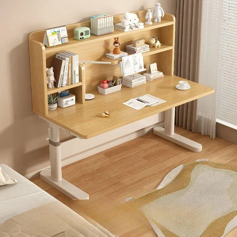 Kids Writing Desk with Adjustable Height, Wood Top & Integrated Storage