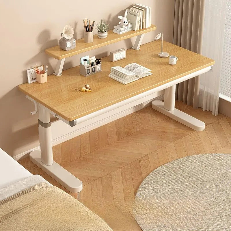 Kids Writing Desk with Adjustable Height, Wood Top & Integrated Storage