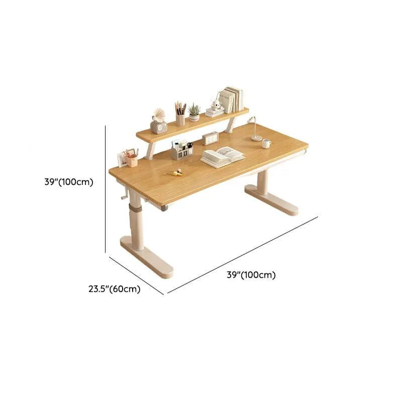 Kids Writing Desk with Adjustable Height, Wood Top & Integrated Storage Dimensions
