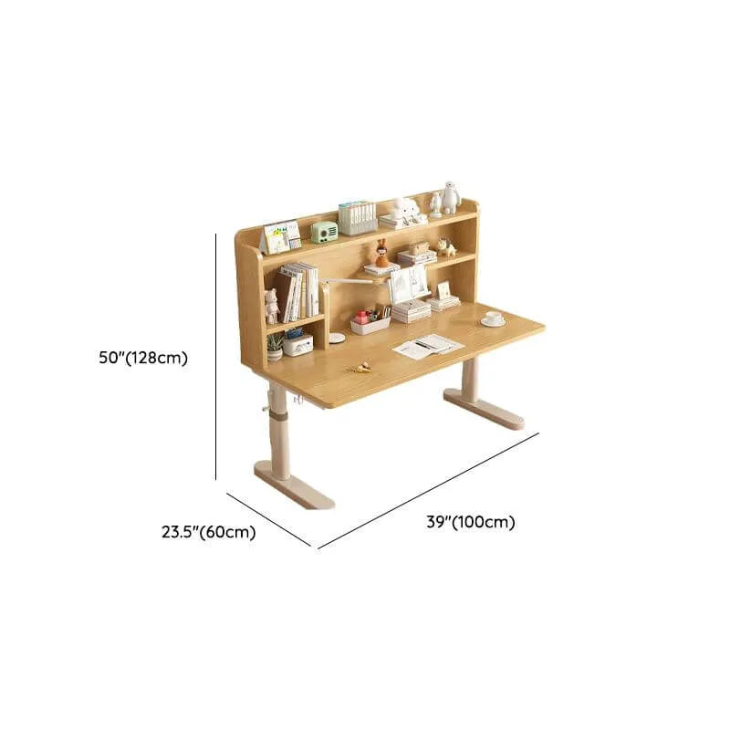 Kids Writing Desk with Adjustable Height, Wood Top & Integrated Storage Dimensions
