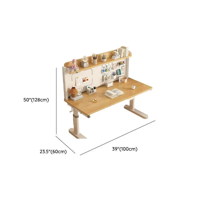 Kids Writing Desk with Adjustable Height, Wood Top & Integrated Storage Dimensions