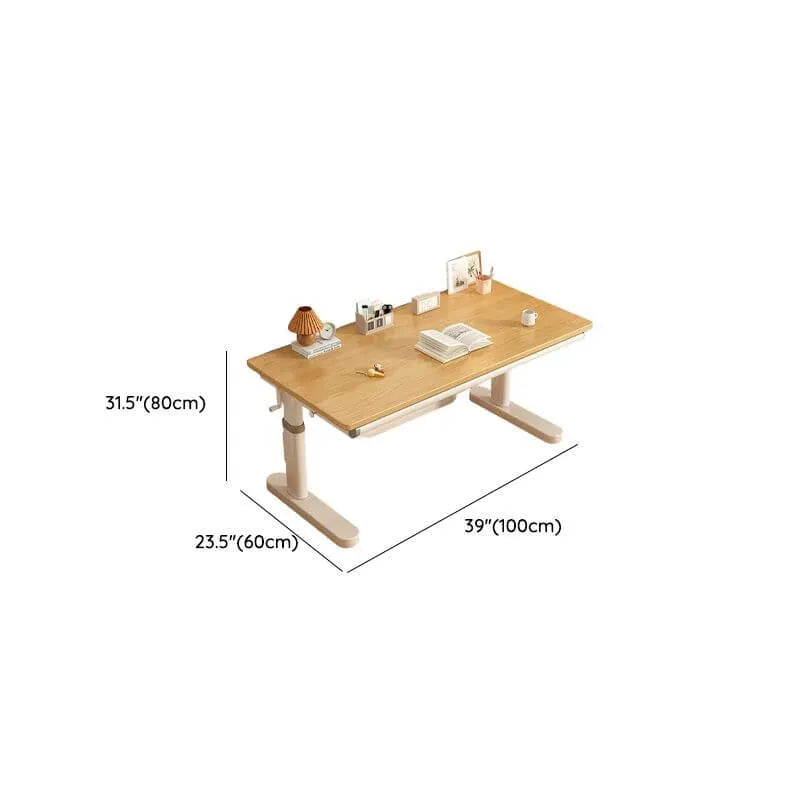 Kids Writing Desk with Adjustable Height, Wood Top & Integrated Storage Dimensions