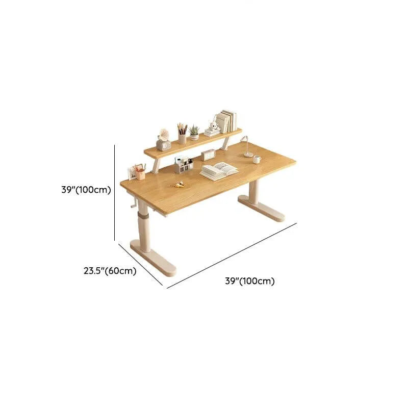 Kids Writing Desk with Adjustable Height, Wood Top & Integrated Storage Dimensions