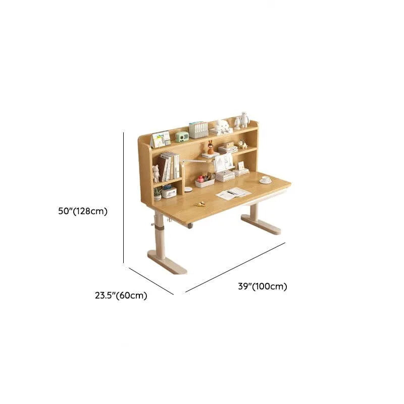 Kids Writing Desk with Adjustable Height, Wood Top & Integrated Storage Dimensions