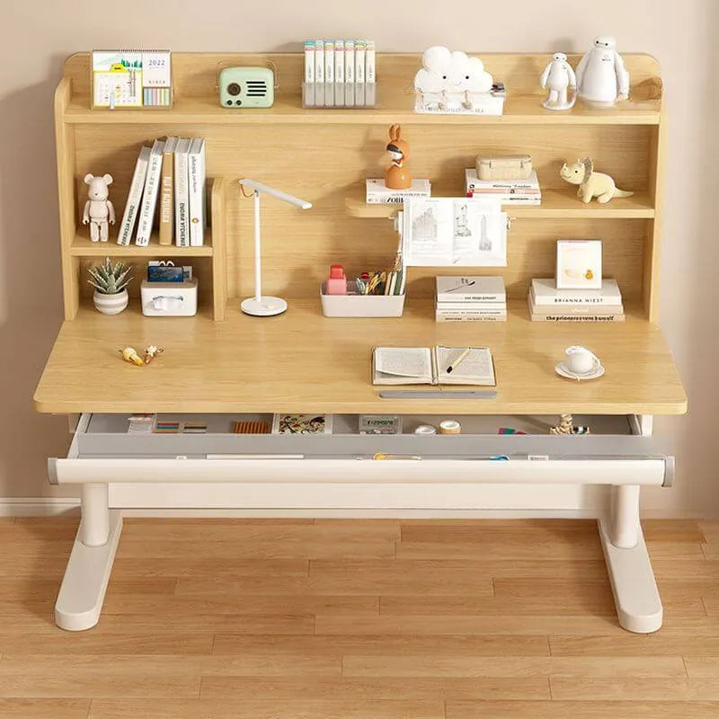 Kids Writing Desk with Adjustable Height, Wood Top & Integrated Storage Main Product Image
