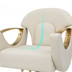 L-Shape Stain Resistant Solid Color Metal Barber Chair with Foot Rest & Full Back Barber Chairs