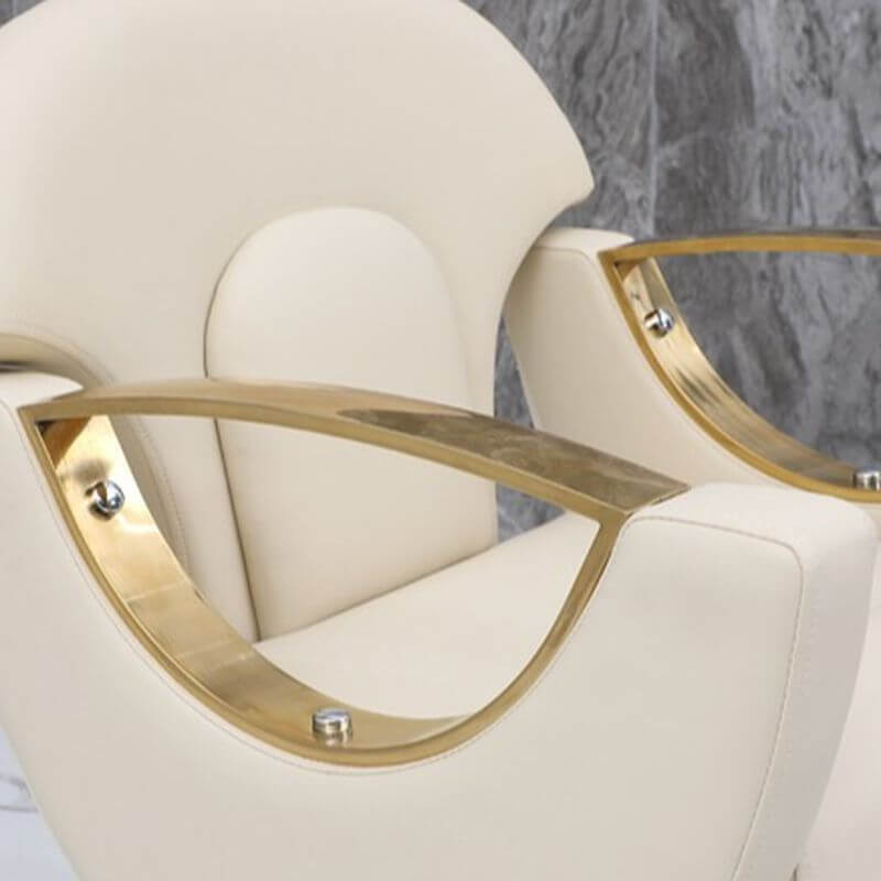 L-Shape Stain Resistant Solid Color Metal Barber Chair with Foot Rest & Full Back Barber Chairs