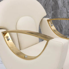 L-Shape Stain Resistant Solid Color Metal Barber Chair with Foot Rest & Full Back Barber Chairs