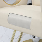 L-Shape Stain Resistant Solid Color Metal Barber Chair with Foot Rest & Full Back Barber Chairs