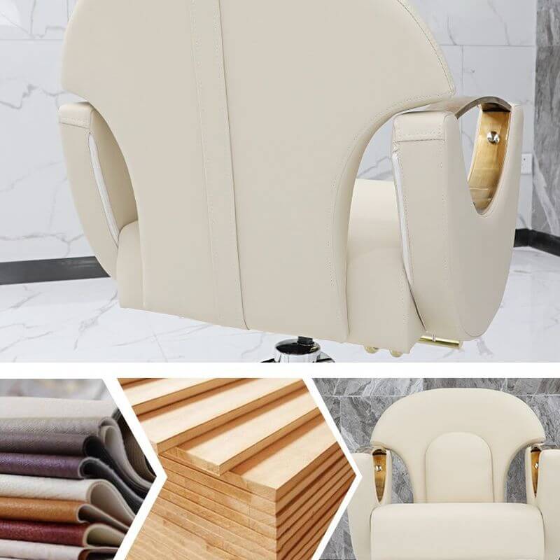 L-Shape Stain Resistant Solid Color Metal Barber Chair with Foot Rest & Full Back Barber Chairs