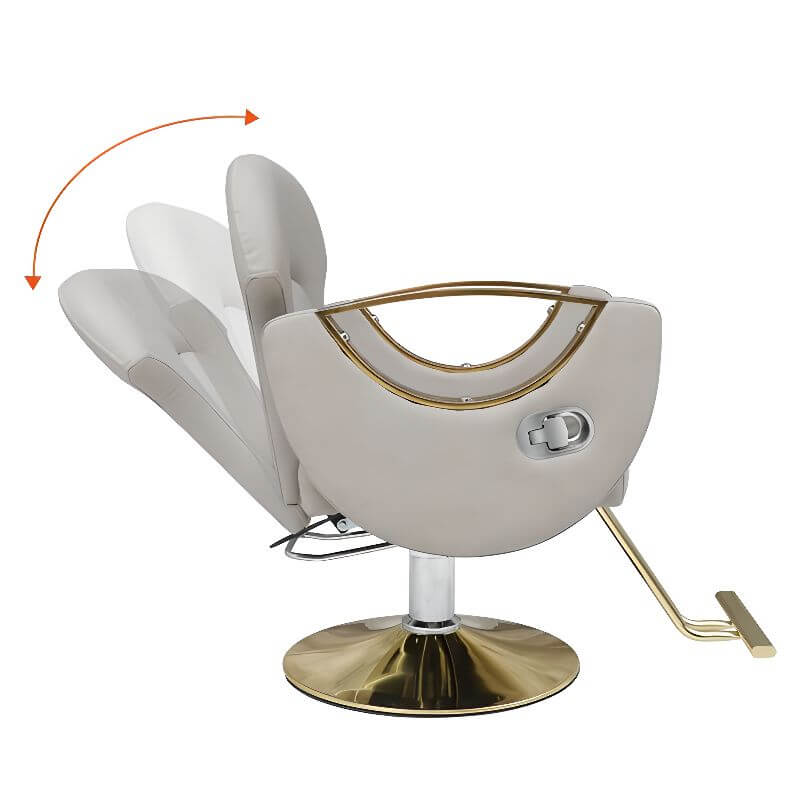 L-Shape Stain Resistant Solid Color Metal Barber Chair with Foot Rest & Full Back Barber Chairs