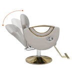 L-Shape Stain Resistant Solid Color Metal Barber Chair with Foot Rest & Full Back Barber Chairs