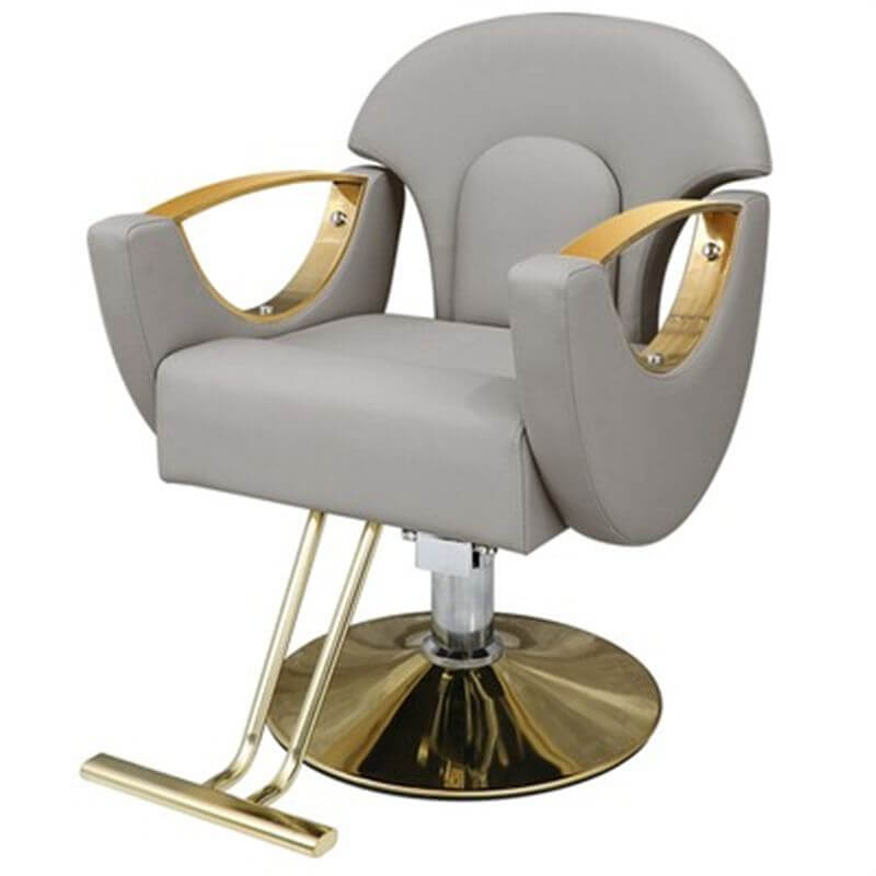 L-Shape Stain Resistant Solid Color Metal Barber Chair with Foot Rest & Full Back Barber Chairs