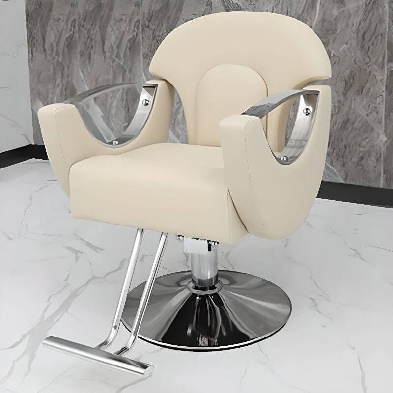 L-Shape Stain Resistant Solid Color Metal Barber Chair with Foot Rest & Full Back Barber Chairs Main Product Image