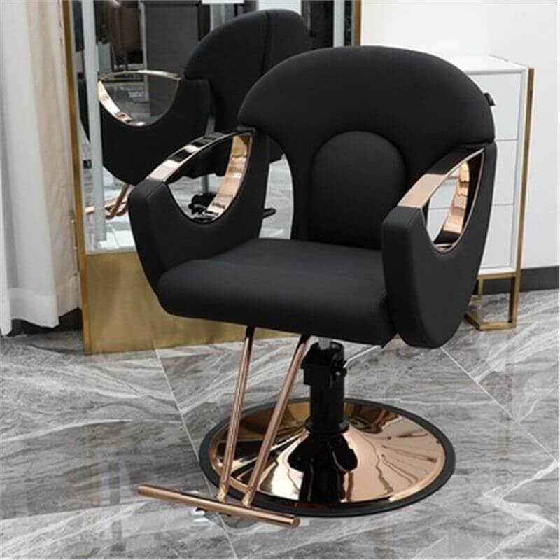 L-Shape Stain Resistant Solid Color Metal Barber Chair with Foot Rest & Full Back Barber Chairs