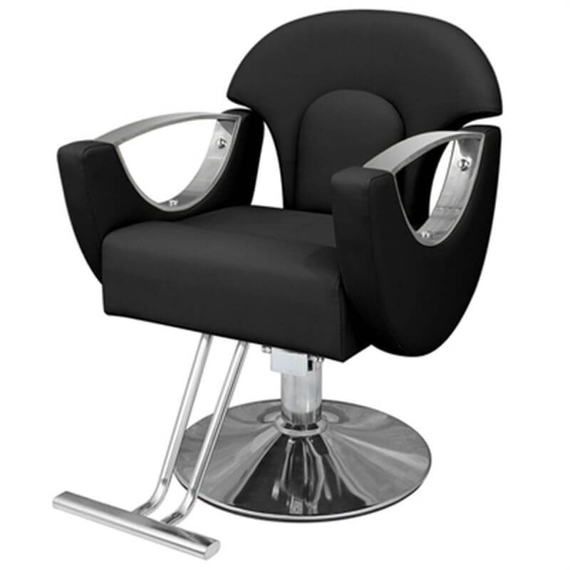 L-Shape Stain Resistant Solid Color Metal Barber Chair with Foot Rest & Full Back Barber Chairs
