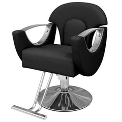 L-Shape Stain Resistant Solid Color Metal Barber Chair with Foot Rest & Full Back Barber Chairs