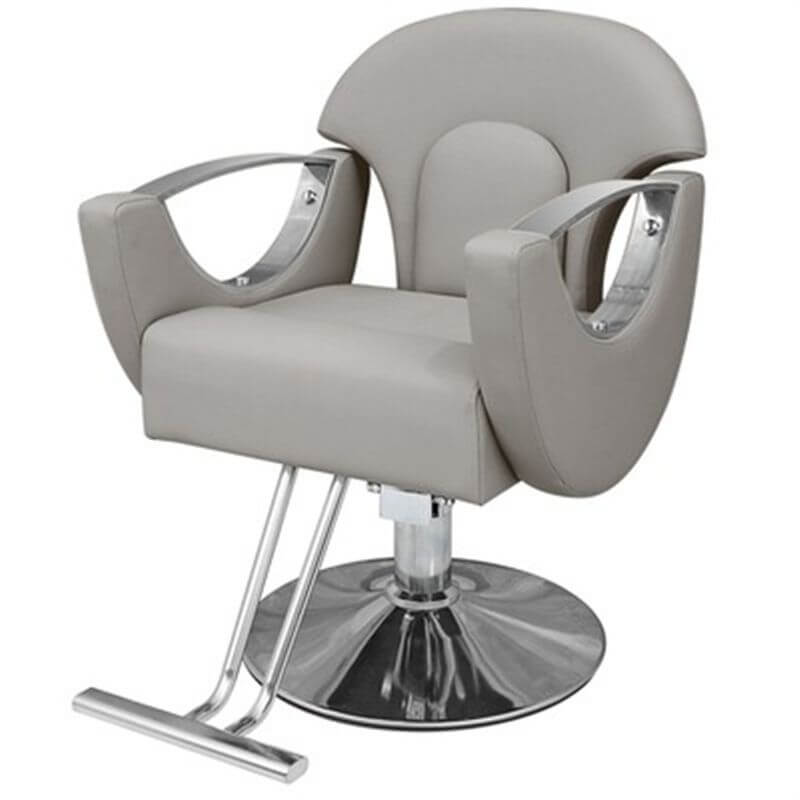 L-Shape Stain Resistant Solid Color Metal Barber Chair with Foot Rest & Full Back Barber Chairs