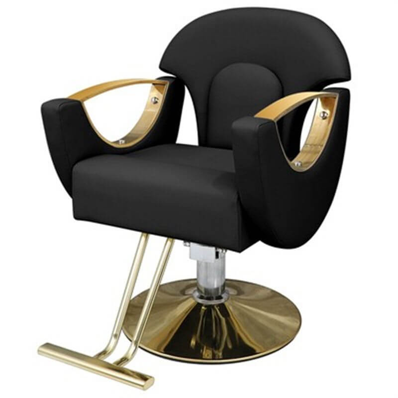 L-Shape Stain Resistant Solid Color Metal Barber Chair with Foot Rest & Full Back Barber Chairs