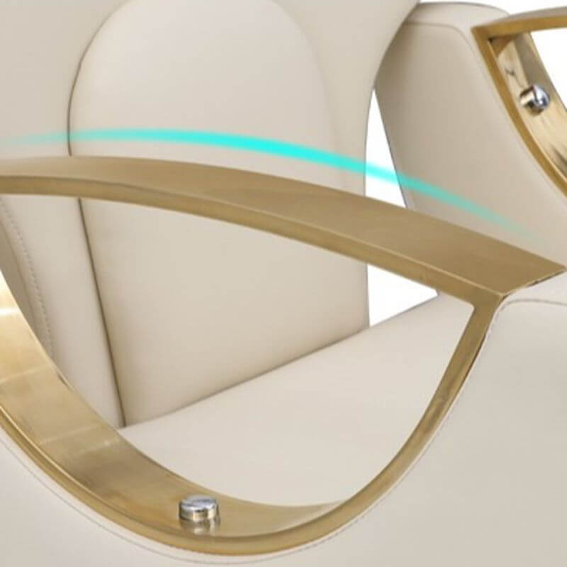 L-Shape Stain Resistant Solid Color Metal Barber Chair with Foot Rest & Full Back Barber Chairs