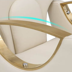 L-Shape Stain Resistant Solid Color Metal Barber Chair with Foot Rest & Full Back Barber Chairs