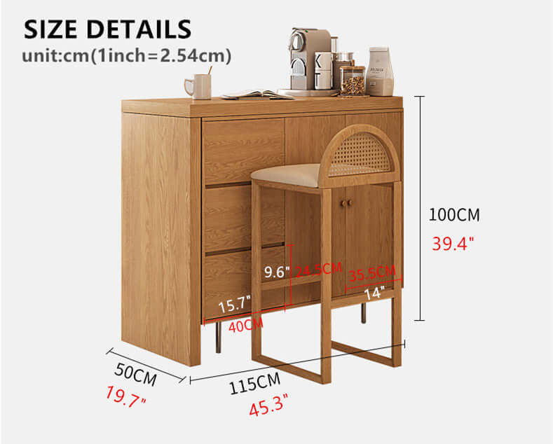 L-Shaped Bar Table With Wine Rack And Storage Cabinets