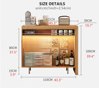 L-Shaped Bar Table With Wine Rack And Storage Cabinets