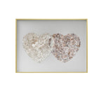 Layered Double Heart Mother of Pearl Wall Art with Gold Frame