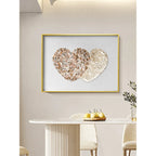 Layered Double Heart Mother of Pearl Wall Art with Gold Frame