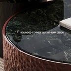 Layered Green Crystal Stone Coffee Table Set With Hammered Texture