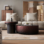 Layered Green Crystal Stone Coffee Table Set With Hammered Texture