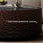 Layered Green Crystal Stone Coffee Table Set With Hammered Texture