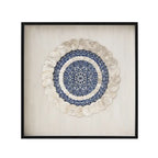 Layered Mother of Pearl Wall Art, Blue Motif Framed Handmade Series