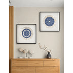 Layered Mother of Pearl Wall Art, Blue Motif Framed Handmade Series