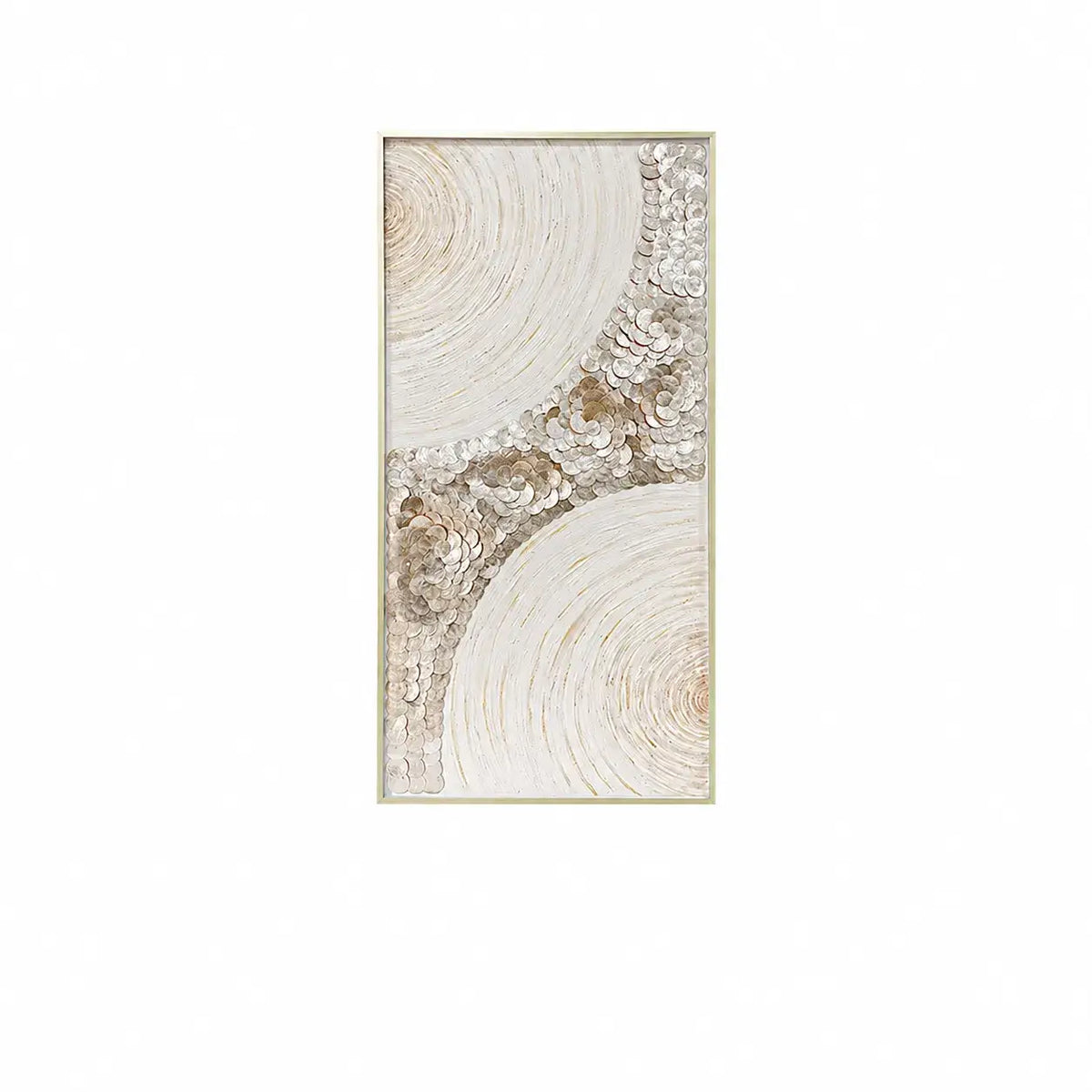 Layered Mother of Pearl Wall Art With Gold Swirl Texture for Hallways