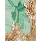 Layered Tropical Leaf Mother of Pearl Wall Art With Gold Frame