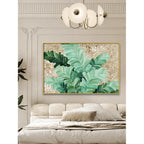 Layered Tropical Leaf Mother of Pearl Wall Art With Gold Frame