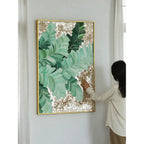 Layered Tropical Leaf Mother of Pearl Wall Art With Gold Frame