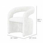 Leaf Sculptural Accent Chair and Ottoman Series, Curved Wood or Pleated Upholstery Dimensions