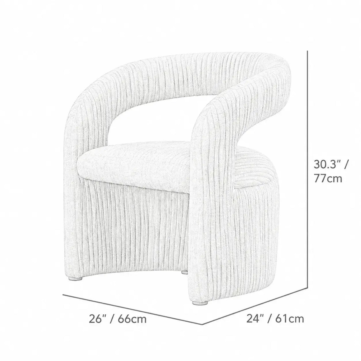 Leaf Sculptural Accent Chair and Ottoman Series, Curved Wood or Pleated Upholstery Dimensions