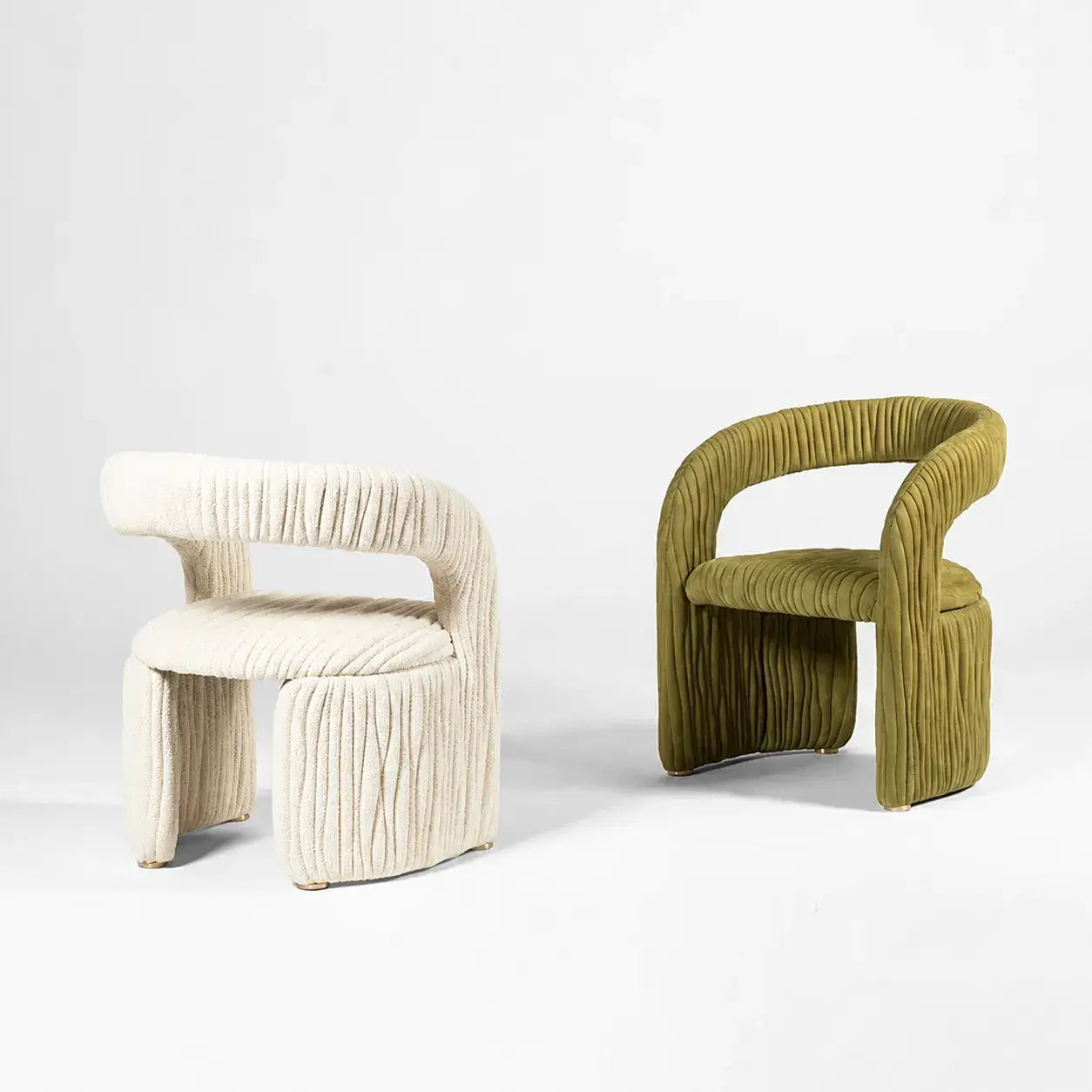 Leaf Sculptural Accent Chair and Ottoman Series, Curved Wood or Pleated Upholstery Secondary image