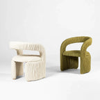 Leaf Sculptural Accent Chair and Ottoman Series, Curved Wood or Pleated Upholstery