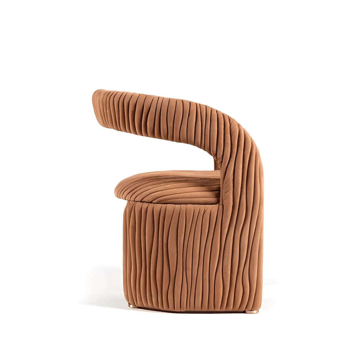 Leaf Sculptural Accent Chair and Ottoman Series, Curved Wood or Pleated Upholstery