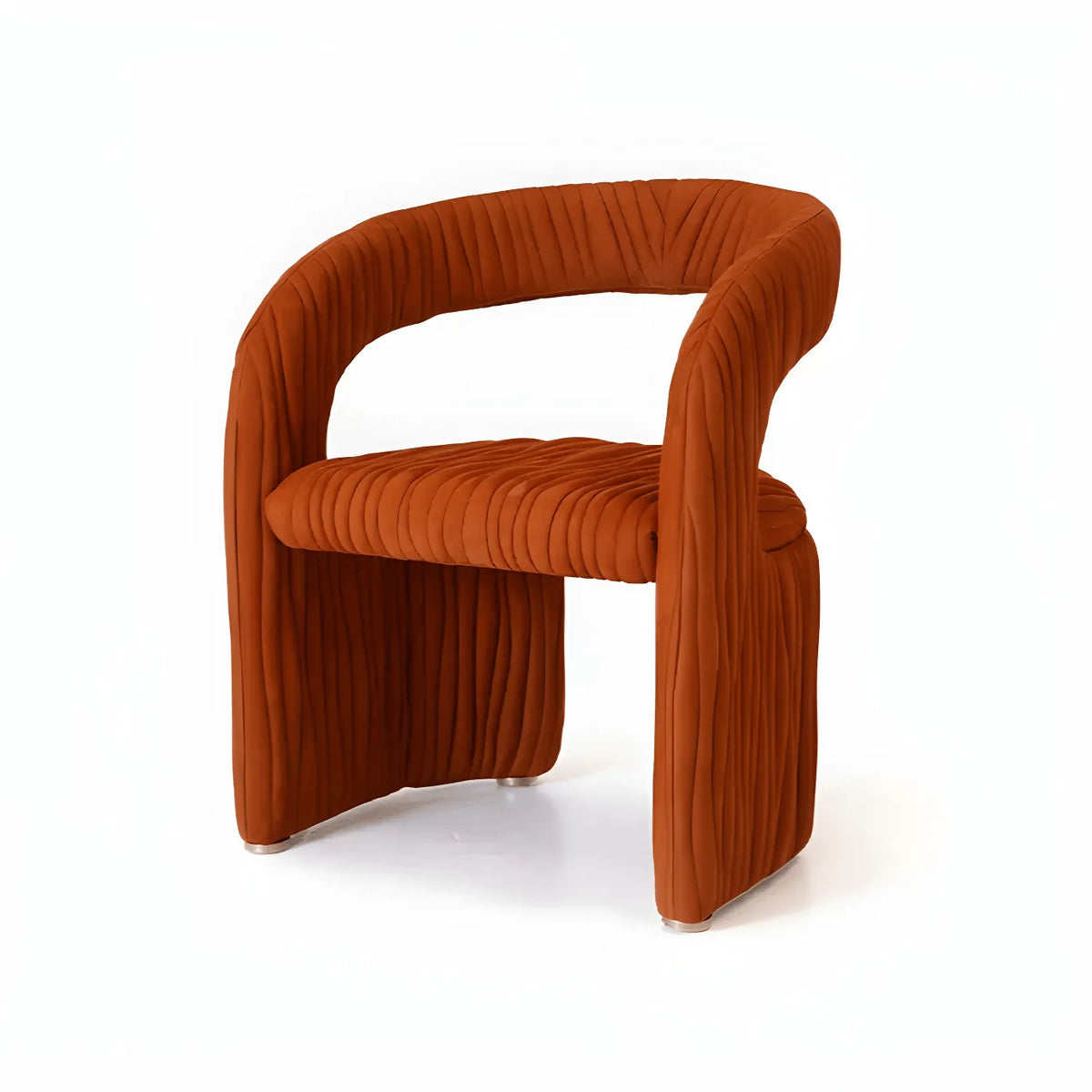 Leaf Sculptural Accent Chair and Ottoman Series, Curved Wood or Pleated Upholstery