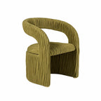Leaf Sculptural Accent Chair and Ottoman Series, Curved Wood or Pleated Upholstery