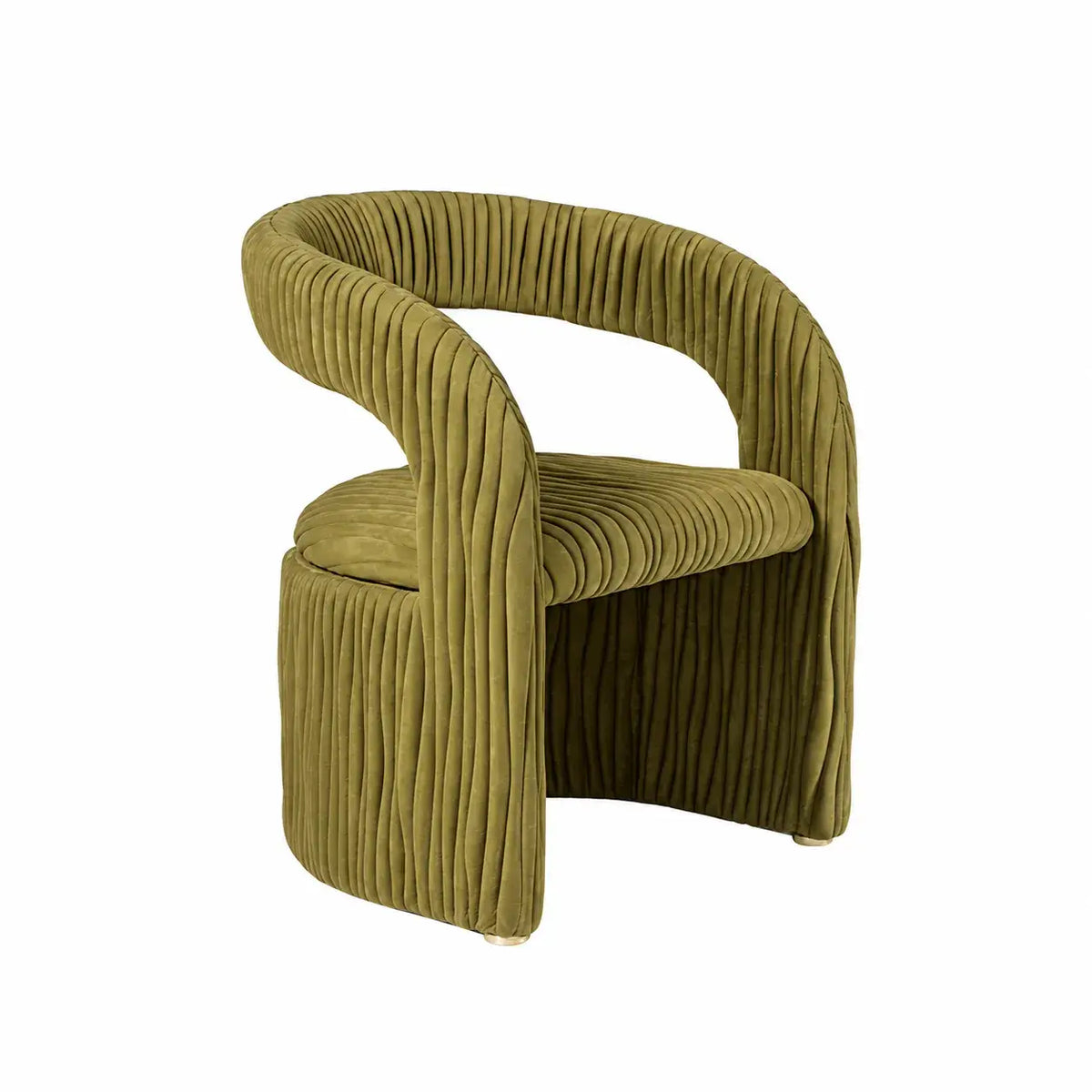 Leaf Sculptural Accent Chair and Ottoman Series, Curved Wood or Pleated Upholstery