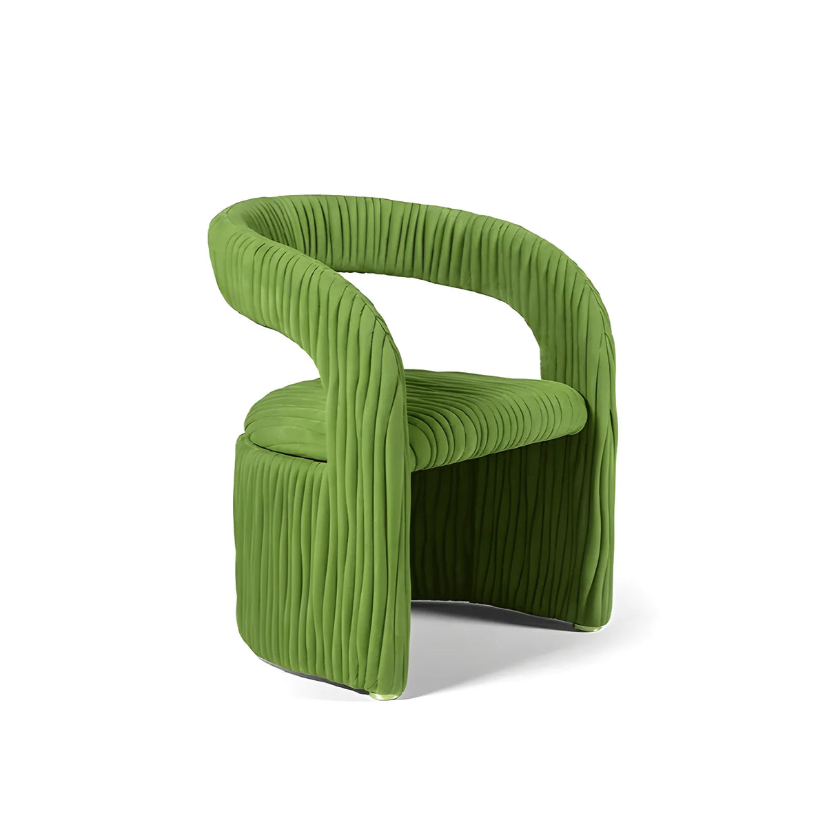 Leaf Sculptural Accent Chair and Ottoman Series, Curved Wood or Pleated Upholstery