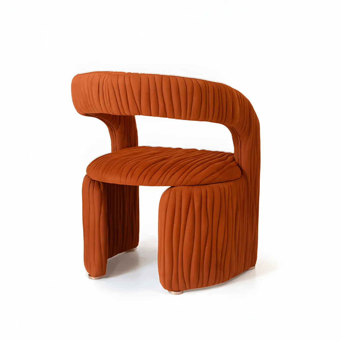 Leaf Sculptural Accent Chair and Ottoman Series, Curved Wood or Pleated Upholstery