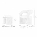 Leaf Sculptural Accent Chair and Ottoman Series, Curved Wood or Pleated Upholstery Dimensions